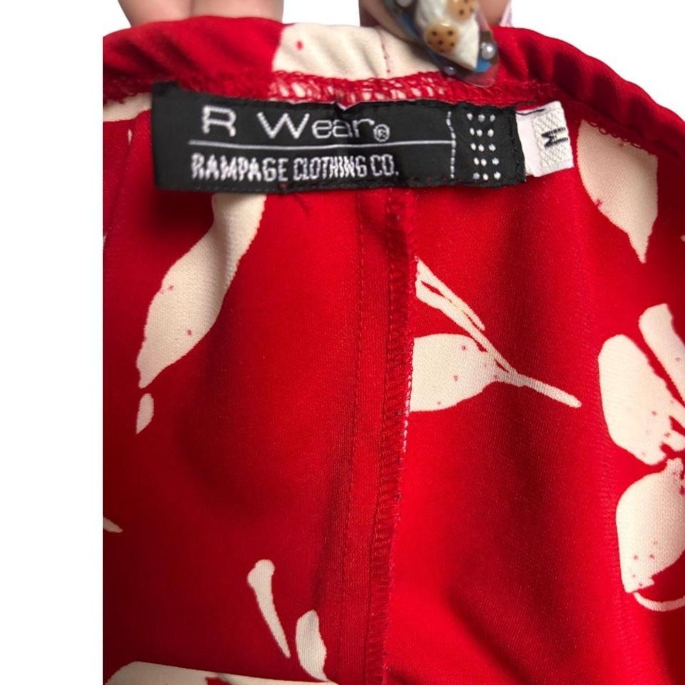 90'S VINTAGE‎ RAMPAGE RED TROPICAL LACE DRESS MEDIUM EUC - Picture 5 of 5